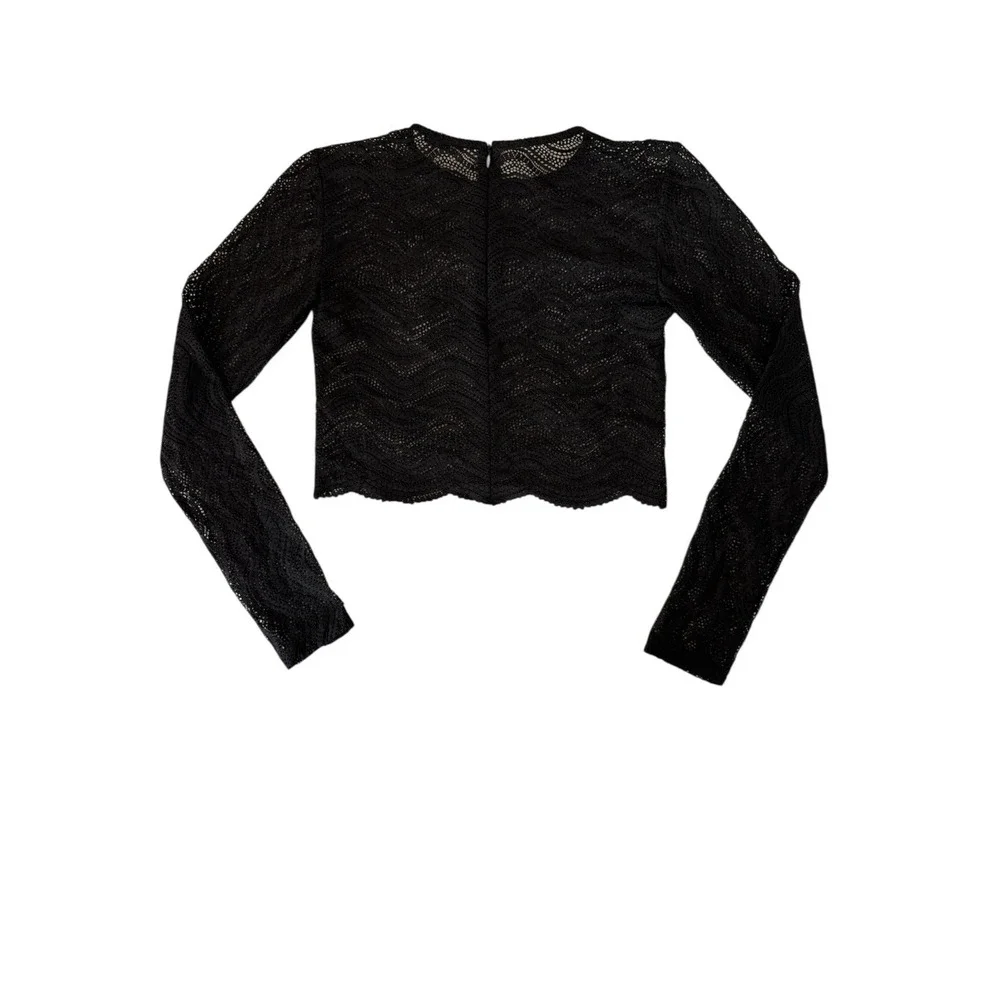 Zara Crop Top Womens Small Black‎ Dark Romantic Whimsygoth Witchy Boho Lace Goth